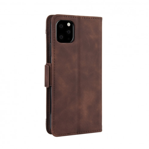 Etui en cuir de style portefeuille style skin veau pour iPhone 11 Pro Max, avec fente pour carte séparée (Marron) SH601B289-011