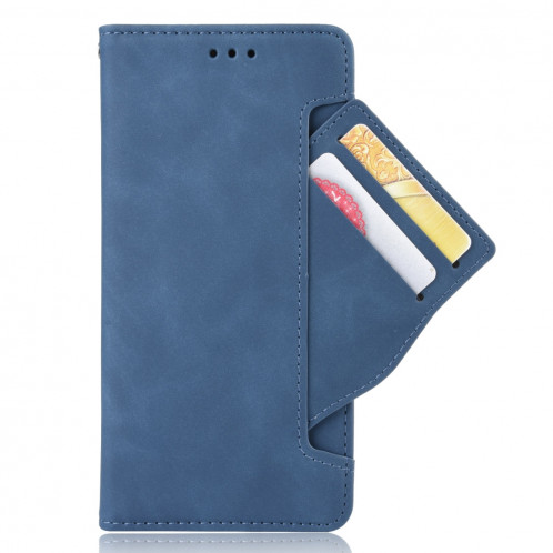 Étui en cuir de style portefeuille style skin veau pour iPhone 11 Pro Max, avec fente pour carte séparée (bleu) SH601C804-011
