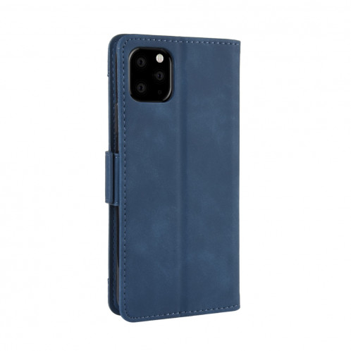 Étui en cuir de style portefeuille style skin veau pour iPhone 11 Pro Max, avec fente pour carte séparée (bleu) SH601C804-011