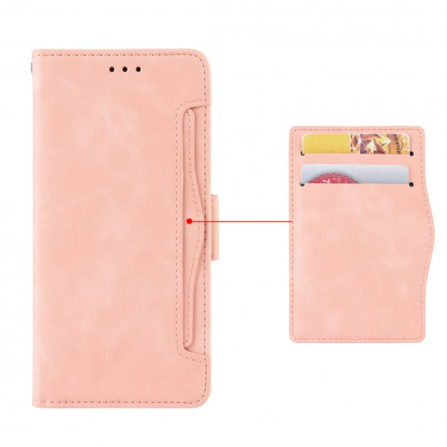 Étui en cuir de style portefeuille style skin veau pour iPhone 11 Pro Max, avec fente pour carte séparée (rose) SH601E643-011