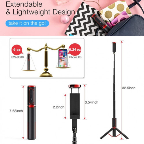 M18 Portable Selfie Stick Télécommande Support de téléphone portable (blanc) SH601C946-013