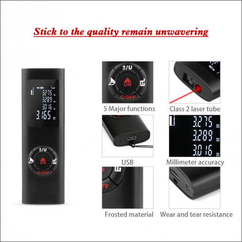 JQ-40 Mini télémètre Laser 40 m télémètre Laser portable numérique Rechargeable télémètre Laser portable mesure de construction SH4935645-06