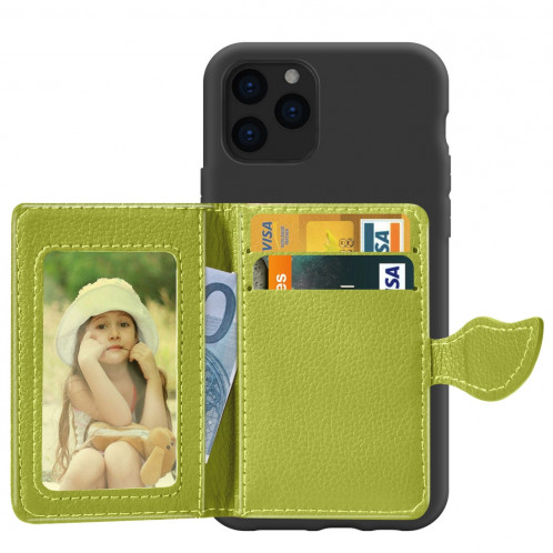 Pour iPhone 11 Pro Litchi Pattern Card Bag Support de portefeuille + Etui téléphone TPU avec fente pour carte Fonction de support de portefeuille (Vert) SH901A373-010