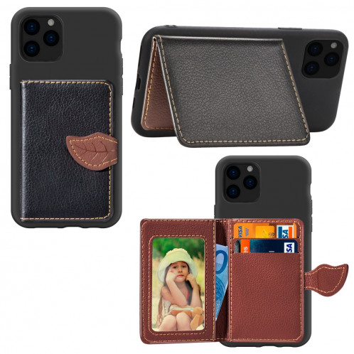 Pour iPhone 11 Pro Litchi Motif Carte Sac Support de portefeuille + TPU Phone Case avec fente pour carte Fonction de support de portefeuille (Noir) SH901B1399-010