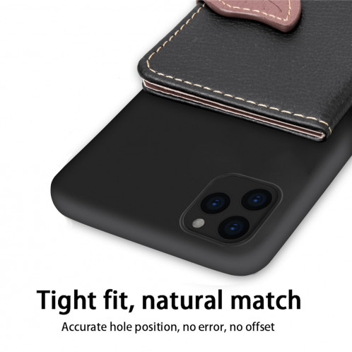 Pour iPhone 11 Pro Litchi Motif Carte Sac Support de portefeuille + TPU Phone Case avec fente pour carte Fonction de support de portefeuille (Noir) SH901B1399-010