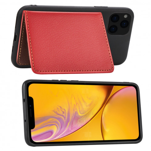 Pour iPhone 11 Pro Litchi Motif Sac de Carte Support de Portefeuille + TPU Phone Case avec Fente Pour Carte Support de Portefeuille Fonction (Rouge) SH901D102-010