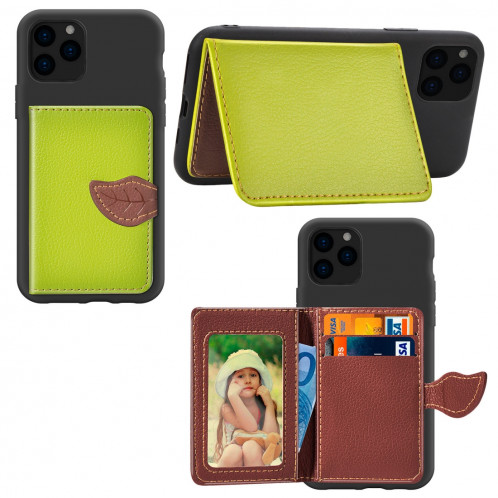 Pour iPhone 11 Pro Max motif de litchi sac de carte support de portefeuille + étui de téléphone TPU avec fente pour carte fonction de support de portefeuille (vert) SH101A1474-011