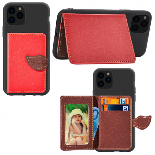 Pour iPhone 11 Pro Max Modèle de litchi sac de poche support de portefeuille + Etui téléphone TPU avec fente pour carte Fonction de support de portefeuille (Rouge) SH101D1452-012