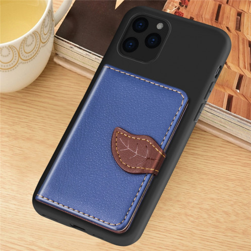 Pour iPhone 11 Pro Max motif de litchi sac de carte support de portefeuille + étui de téléphone TPU avec fente pour carte fonction de support de portefeuille (bleu) SH101E768-012