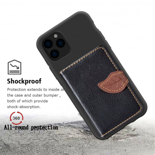 Pour iPhone 11 Pro Max motif de litchi sac de carte support de portefeuille + étui de téléphone TPU avec fente pour carte fonction de support de portefeuille (bleu) SH101E768-012