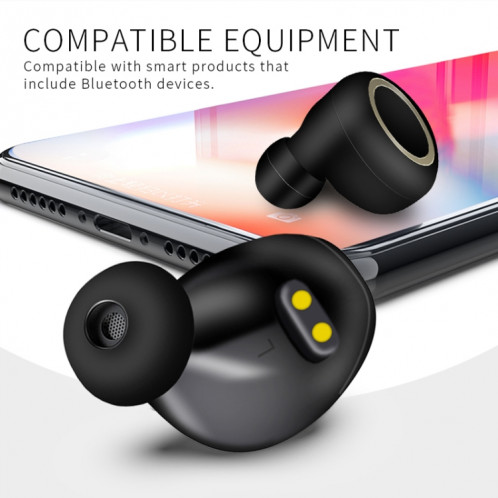 TWS-A1 TWS Bluetooth 5.0 Mini écouteur de musique de sport invisible avec boîtier de chargement et microphone (blanc) SH301B1902-016