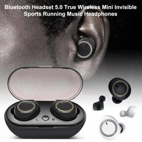 TWS-A1 TWS Bluetooth 5.0 Mini écouteur de musique de sport invisible avec boîtier de chargement et microphone (blanc) SH301B1902-016