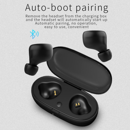 TWS-A1 TWS Bluetooth 5.0 Mini écouteur de musique de sport invisible avec boîtier de chargement et microphone (blanc) SH301B1902-016