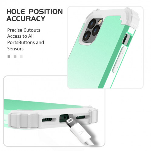 Pour iPhone 11 Pro Max PC + Silicone Protection anti-chute de téléphone portable en trois pièces Couverture Bback (Vert) SH301A886-09