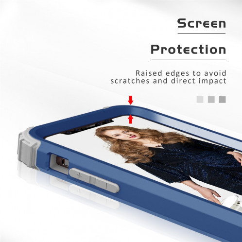 Pour iPhone 11 Pro Max PC + Silicone Protection anti-chute de téléphone portable en trois pièces Couverture Bback (Bleu) SH301B1883-010