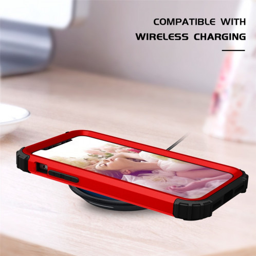 Pour iPhone 11 Pro Max PC + Silicone Protection anti-chute de téléphone portable en trois pièces Couverture Bback (Rouge) SH301C636-010
