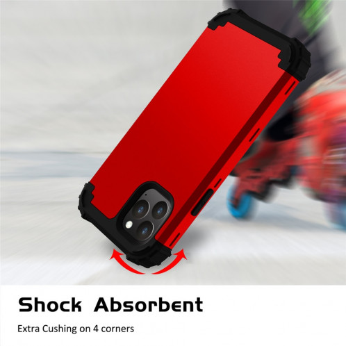 Pour iPhone 11 Pro Max PC + Silicone Protection anti-chute de téléphone portable en trois pièces Couverture Bback (Rouge) SH301C636-010