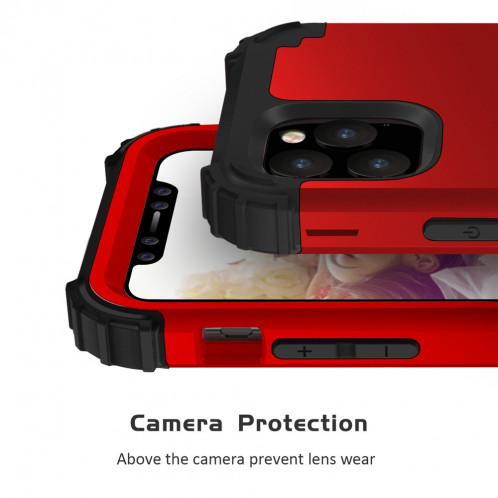 Pour iPhone 11 Pro Max PC + Silicone Protection anti-chute de téléphone portable en trois pièces Couverture Bback (Rouge) SH301C636-010