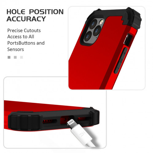 Pour iPhone 11 Pro Max PC + Silicone Protection anti-chute de téléphone portable en trois pièces Couverture Bback (Rouge) SH301C636-010