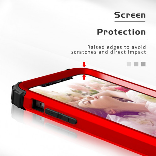 Pour iPhone 11 Pro Max PC + Silicone Protection anti-chute de téléphone portable en trois pièces Couverture Bback (Rouge) SH301C636-010