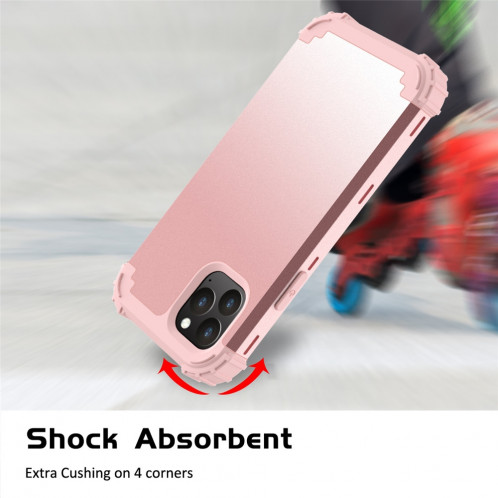 Pour iPhone 11 Pro Max PC + Silicone Protection anti-chute de téléphone portable en trois pièces Couverture Bback (Or rose) SH301D1927-010