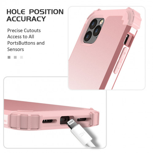 Pour iPhone 11 Pro Max PC + Silicone Protection anti-chute de téléphone portable en trois pièces Couverture Bback (Or rose) SH301D1927-010