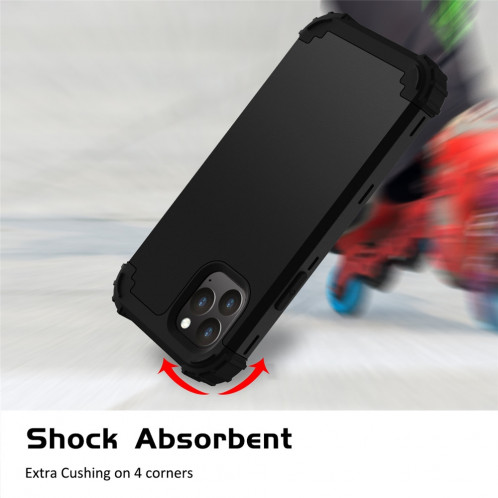 Pour iPhone 11 Pro Max PC + Silicone Protection anti-chute de téléphone portable en trois pièces Couverture Bback (Noir) SH301E397-010