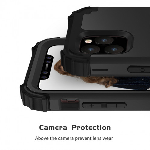 Pour iPhone 11 Pro Max PC + Silicone Protection anti-chute de téléphone portable en trois pièces Couverture Bback (Noir) SH301E397-010