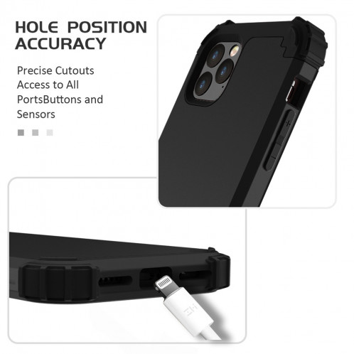 Pour iPhone 11 Pro Max PC + Silicone Protection anti-chute de téléphone portable en trois pièces Couverture Bback (Noir) SH301E397-010