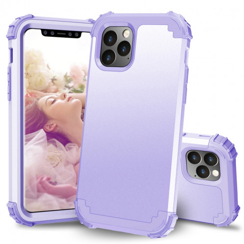 Pour iPhone 11 Pro Max PC + Silicone Protection anti-chute de téléphone portable en trois pièces Couverture Bback (Violet clair) SH301F1941-09