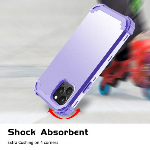 Pour iPhone 11 Pro Max PC + Silicone Protection anti-chute de téléphone portable en trois pièces Couverture Bback (Violet clair) SH301F1941-09