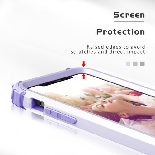 Pour iPhone 11 Pro Max PC + Silicone Protection anti-chute de téléphone portable en trois pièces Couverture Bback (Violet clair) SH301F1941-09