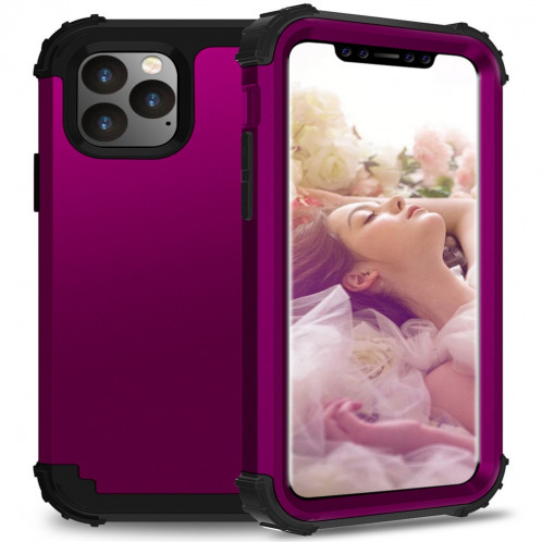 Pour iPhone 11 Pro Max PC + Silicone Protection anti-chute de téléphone portable en trois pièces Couverture Bback (Drak violet) SH301G1569-010