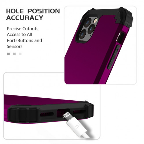 Pour iPhone 11 Pro Max PC + Silicone Protection anti-chute de téléphone portable en trois pièces Couverture Bback (Drak violet) SH301G1569-010