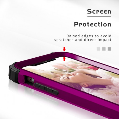 Pour iPhone 11 Pro Max PC + Silicone Protection anti-chute de téléphone portable en trois pièces Couverture Bback (Drak violet) SH301G1569-010