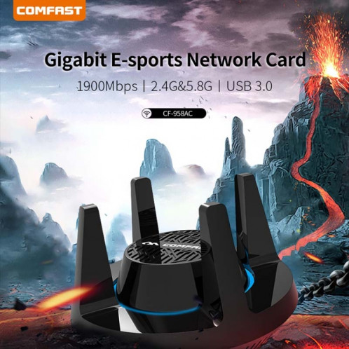 Comfast CF-958AC adaptateur Wifi PA haute puissance 1900 Mbps Gigabit carte réseau e-sports 2.4Ghz + 5.8Ghz USB 3.0 PC Lan Dongle récepteur SC5149988-021