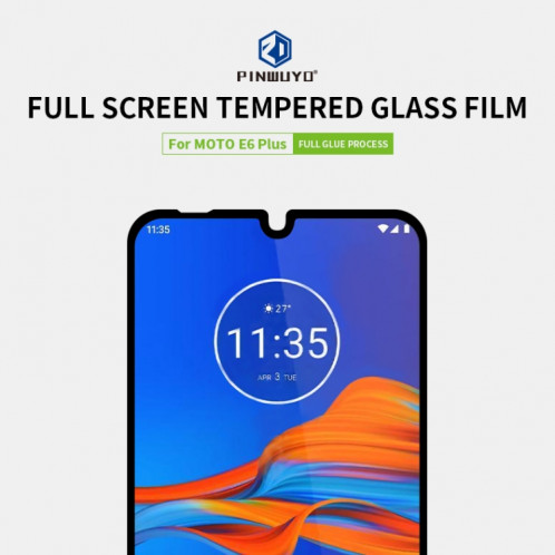 Pour Moto E6 Plus PINWUYO 9H 2.5D Film en verre trempé plein écran (noir) SP803A174-011
