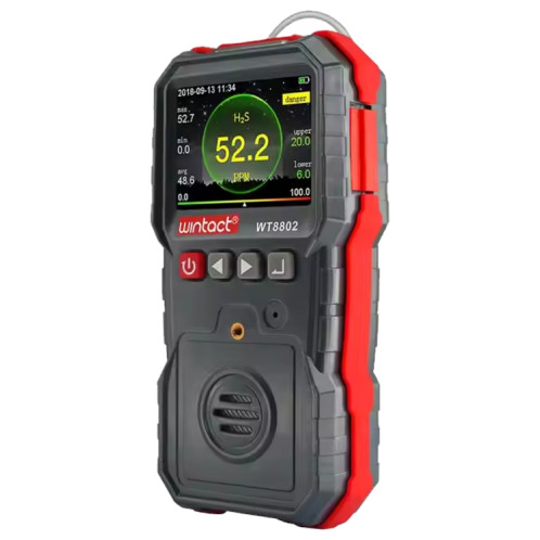 Wintact Wintact WT8802 Hydrogen Sulfure Moniteur Professionnel Capteur de gaz rechargeable haut sensible Digital Light Vibration Alarme Détecteur H2S SW5384399-07