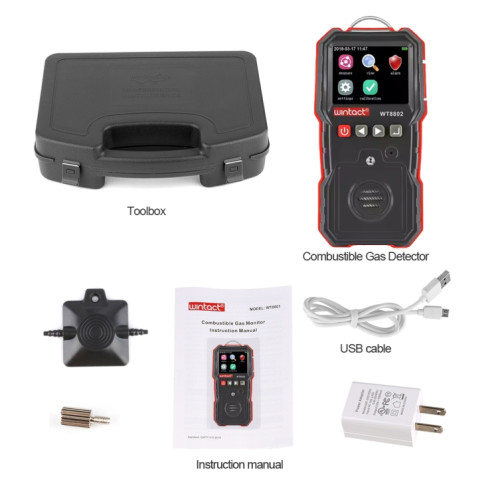Wintact Wintact WT8802 Hydrogen Sulfure Moniteur Professionnel Capteur de gaz rechargeable haut sensible Digital Light Vibration Alarme Détecteur H2S SW5384399-07