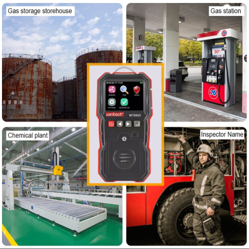 Wintact Wintact WT8802 Hydrogen Sulfure Moniteur Professionnel Capteur de gaz rechargeable haut sensible Digital Light Vibration Alarme Détecteur H2S SW5384399-07