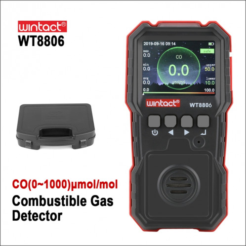 Wintact Wintact WT8806 Moniteur de monoxyde de carbone Sens professionnel Capteur de gaz rechargeable haute sensible Sensible Light Vibration Alarme de vibration CO Détecteur SW53851170-010