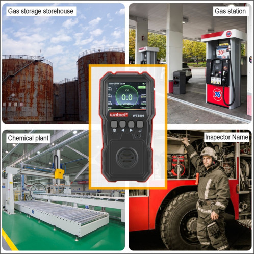 Wintact Wintact WT8806 Moniteur de monoxyde de carbone Sens professionnel Capteur de gaz rechargeable haute sensible Sensible Light Vibration Alarme de vibration CO Détecteur SW53851170-010