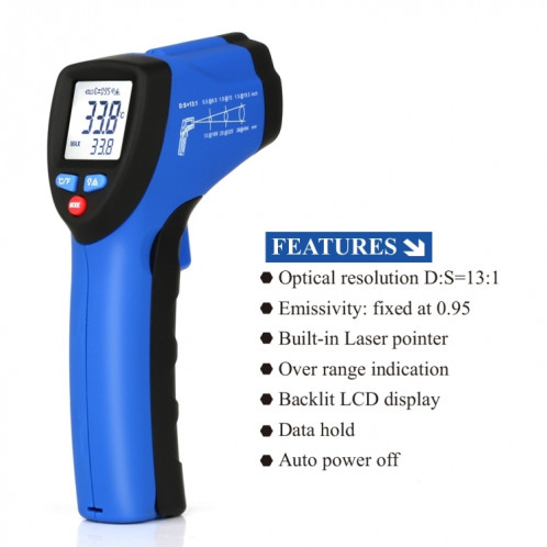 Flus IR-801H-50 ~ 350 Mini infrarouge de laser MINI PORTABLE PORTABLE PORTATIF PORTABLE EXTÉRIEUR Thermomètre Non-Contact Thermomètre SF59701341-07