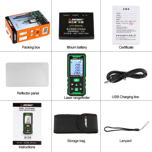 SNDWAY SW-100G Détecteur de distance à capteur laser numérique de longueur verte SS6270386-07