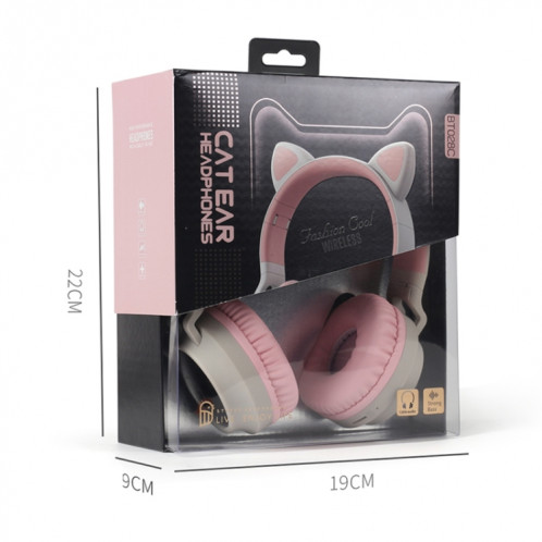 BT028C mignon chat oreille Bluetooth 5.0 casque casque de casque sans fil stéréo sur l'oreille sur l'oreille avec micro / LED / carte radio / carte de radio / tf (violet) SH501E589-014