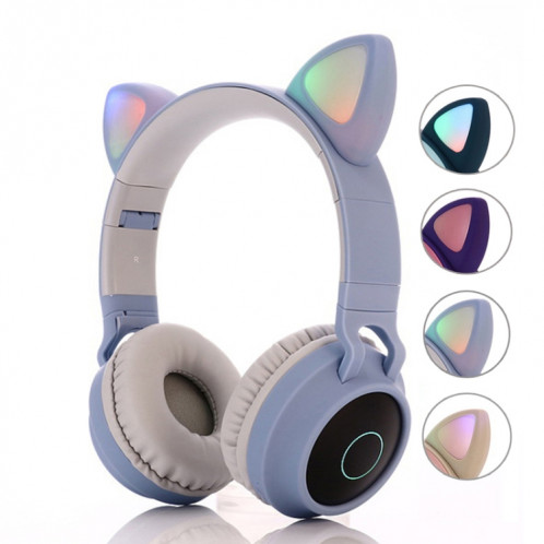 BT028C mignon chat oreille Bluetooth 5.0 casque casque de casque sans fil stéréo sur l'oreille sur l'oreille avec micro / LED / carte radio / carte de radio / tf (violet) SH501E589-014