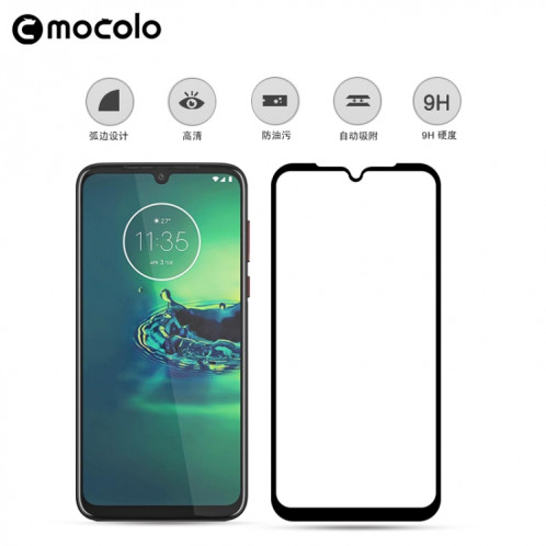 Pour Moto G8 Plus mocolo 0.33mm 9H 2.5D Film de verre trempé à colle complète SM87581074-05
