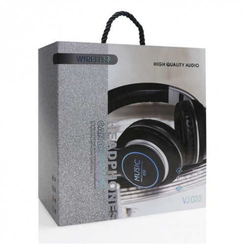 VJ033 Mise à niveau multifonction Bluetooth 5.0 Casque stéréo Microphone LED sans fil Casque radio FM (Noir) SH701A750-015