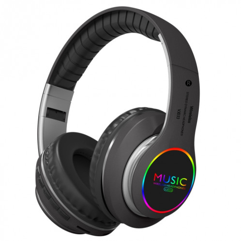VJ033 Mise à niveau multifonction Bluetooth 5.0 Casque stéréo Microphone LED sans fil Casque radio FM (gris) SH701C1659-014