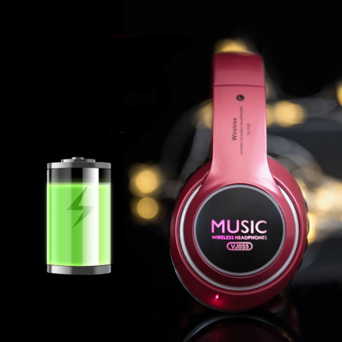 VJ033 Mise à niveau multifonction Bluetooth 5.0 Casque stéréo Microphone LED sans fil Casque radio FM (rouge) SH701D1070-014